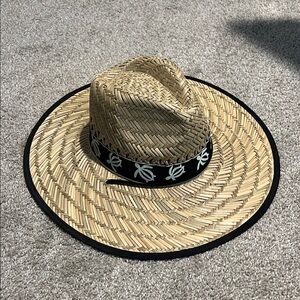 Straw Sun Hat with Black Turtle Band
